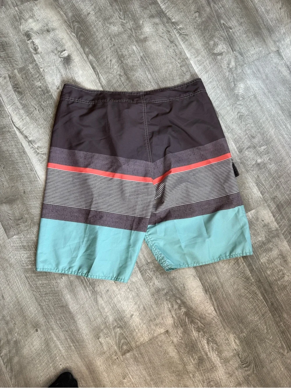 Rogue Men’s Coral, Black & Aqua Colorblock swim trunks